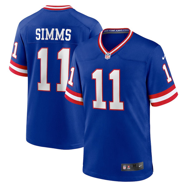 Personalized Men’s New York Giants #11 Phil Simms Royal Classic Retired Player Stitched Game Jersey