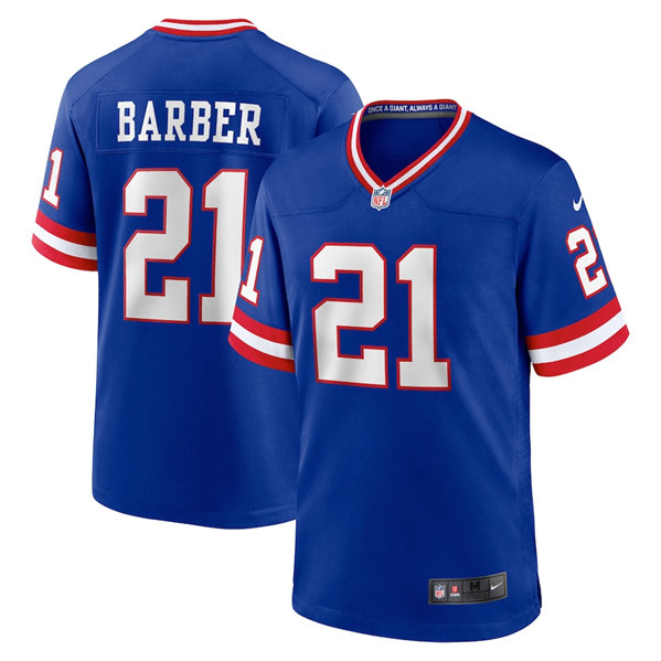 Personalized Men’s New York Giants #21 Tiki Barber Royal Classic Retired Player Stitched Game Jersey