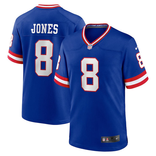 Personalized Men’s New York Giants #8 Daniel Jones Royal Classic Retired Player Stitched Game Jersey