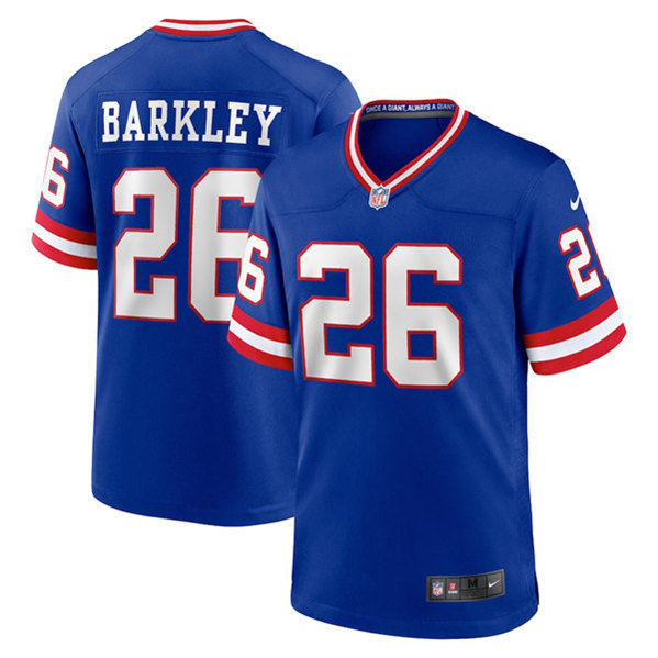 Personalized Men’s New York Giants #26 Saquon Barkley Royal Classic Retired Player Stitched Game Jersey
