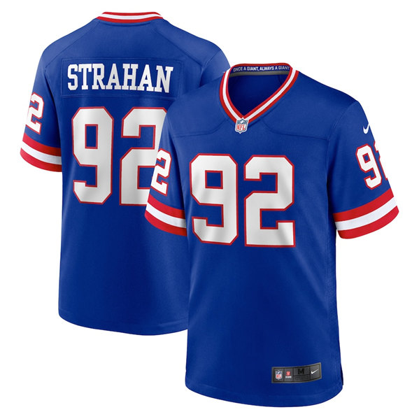 Personalized Men’s New York Giants #92 Michael Strahan Royal Classic Retired Player Stitched Game Jersey