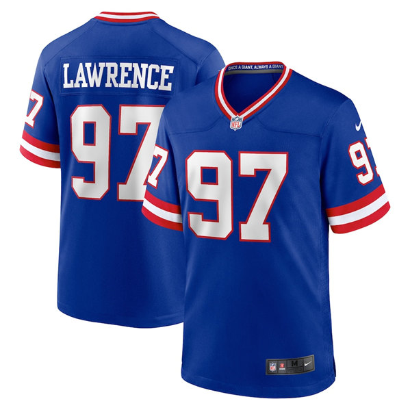 Personalized Men’s New York Giants #97 Dexter Lawrence Royal Classic Retired Player Stitched Game Jersey