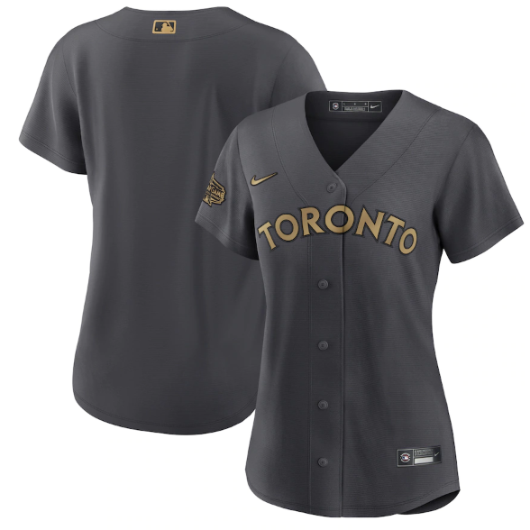 Personalized Women’s Toronto Blue Jays Blank 2022 All-Star Charcoal Stitched Baseball Jersey(Run Small)