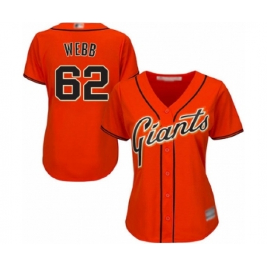 Personalized Women’s San Francisco Giants #62 Logan Webb Authentic Orange Alternate Cool Base Baseball Player Jersey