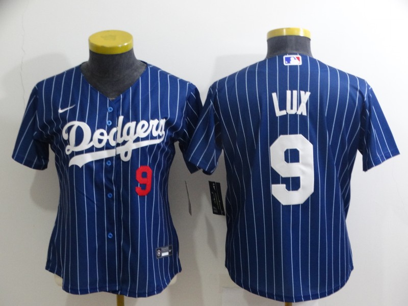 Personalized Women’s Los Angeles Dodgers #9 Gavin Lux Blue Stitched Baseball Jersey(Run Small)