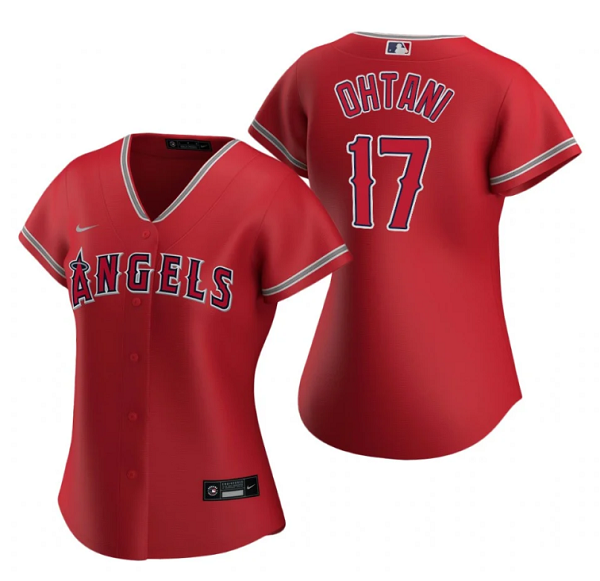 Personalized Women’s Los Angeles Angels #17 Shohei Ohtani Red Stitched Baseball Jersey(Run Small)