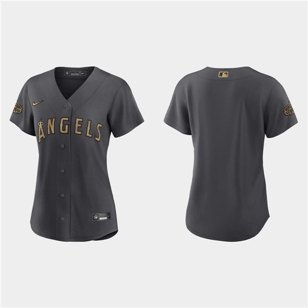 Personalized Women’s Los Angeles Angels Blank 2022 All-Star Charcoal Stitched Baseball Jersey(Run Small)