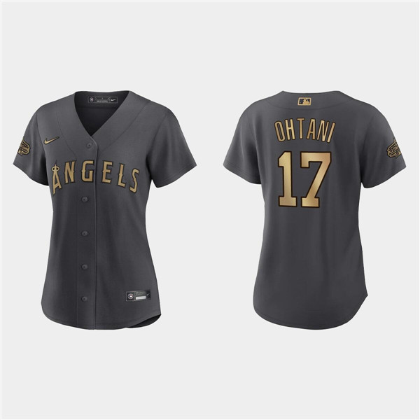 Personalized Women’s Los Angeles Angels #17 Shohei Ohtani 2022 All-Star Charcoal Stitched Baseball Jersey(Run Small)
