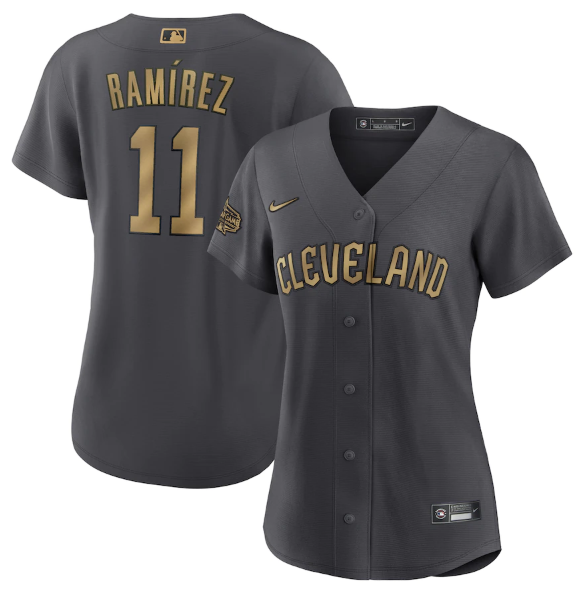 Personalized Women’s Cleveland Guardians #11 José Ramírez 2022 All-Star Charcoal Stitched Baseball Jersey(Run Small)