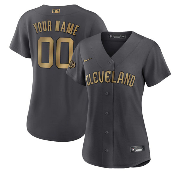 Personalized Women’s Cleveland Guardians ACTIVE PLAYER 2022 All-Star Charcoal Stitched Baseball Jersey(Run Small)