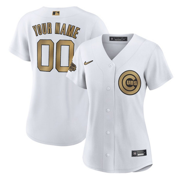 Personalized Women’s Chicago Cubs ACTIVE PLAYER 2022 All-Star White Stitched Baseball Jersey(Run Small)