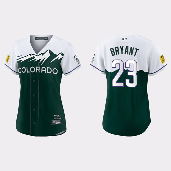 Personalized Women’s Colorado Rockies #23 Kris Bryant 2022 Green City Connect Stitched Baseball