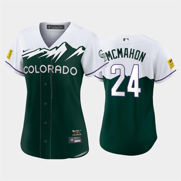 Personalized Women’s Colorado Rockies #24 Ryan McMahon 2022 Green City Connect Stitched Baseball Jersey(Run Small)