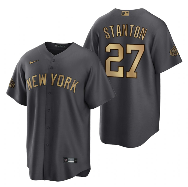 Personalized Men’s New York Yankees #27 Giancarlo Stanton 2022 All-Star Charcoal Cool Base Stitched Baseball Jersey