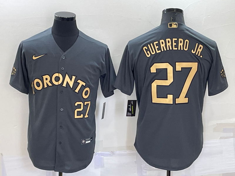 Personalized Men’s Toronto Blue Jays #27 Vladimir Guerrero Jr. 2022 All-Star Charcoal Cool Base Stitched Baseball Jersey