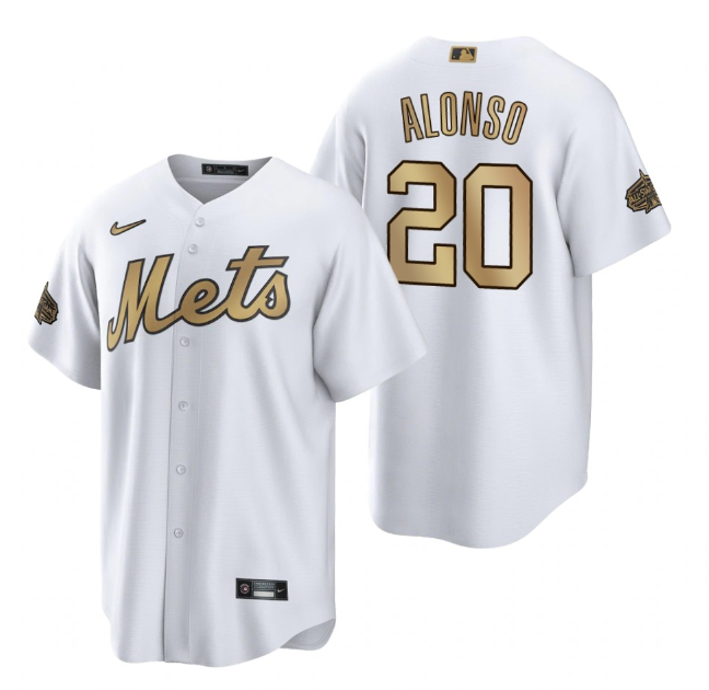 Personalized Men’s New York Mets #20 Pete Alonso 2022 All-Star White Cool Base Stitched Baseball Jersey