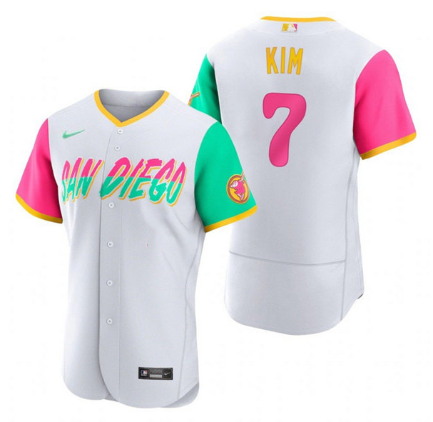 Personalized Men’s San Diego Padres #7 Ha Seong Kim 2022 White City Connect Flex Base Stitched Baseball Jersey