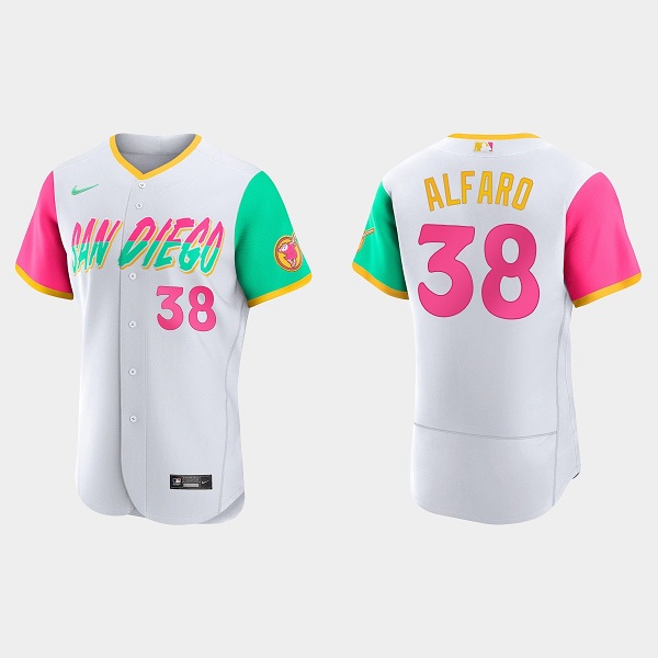 Personalized Men’s San Diego Padres #38 Jorge Alfaro 2022 White City Connect Flex Base Stitched Baseball Jersey