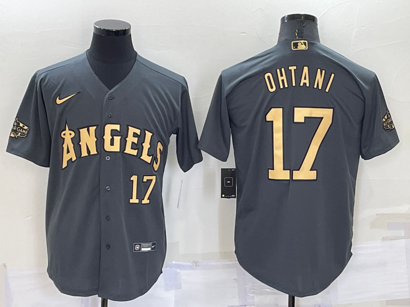 Personalized Men’s Los Angeles Angels #17 Shohei Ohtani 2022 All-Star Charcoal Cool Base Stitched Jersey