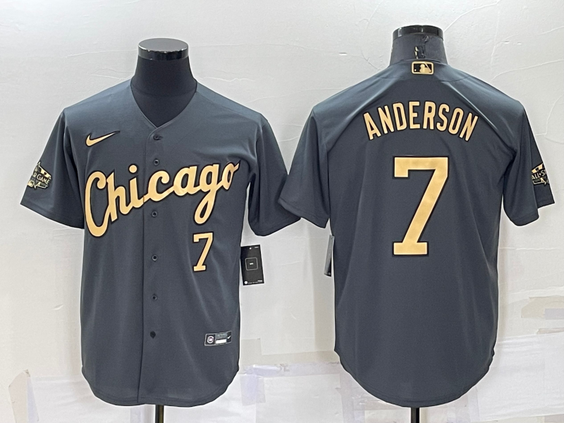 Personalized Men’s Chicago White Sox #7 Tim Anderson 2022 All-Star Charcoal Cool Base Stitched Baseball Jersey