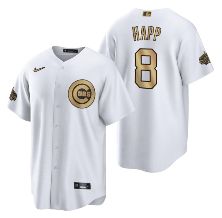 Personalized Men’s Chicago Cubs #8 Ian Happ 2022 All-Star White Cool Base Stitched Baseball Jersey