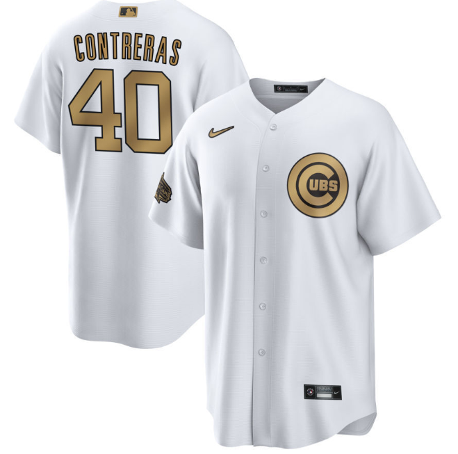 Personalized Men’s Chicago Cubs #40 Willson Contreras 2022 All-Star White Cool Base Stitched Baseball Jersey