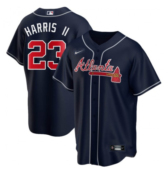 Personalized Men’s Atlanta Braves #23 Michael Harris II Navy Cool Base Stitched Baseball Jersey