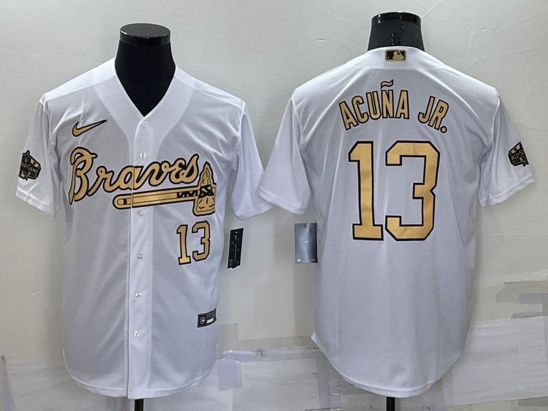 Personalized Men’s Atlanta Braves #13 Ronald Acuna Jr. 2022 All-Star White Cool Base Stitched Baseball Jersey
