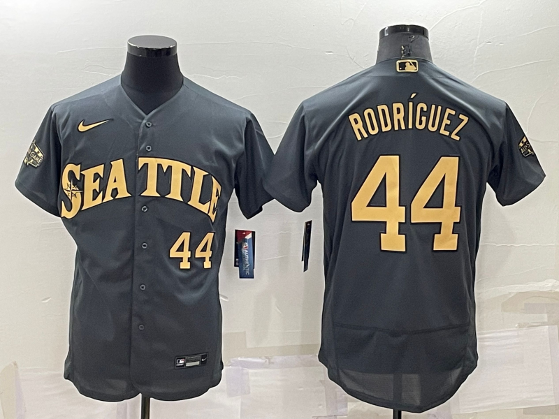 Personalized Men’s Seattle Mariners #44 Julio Rodríguez 2022 All-Star Charcoal Flex Base Stitched Jersey