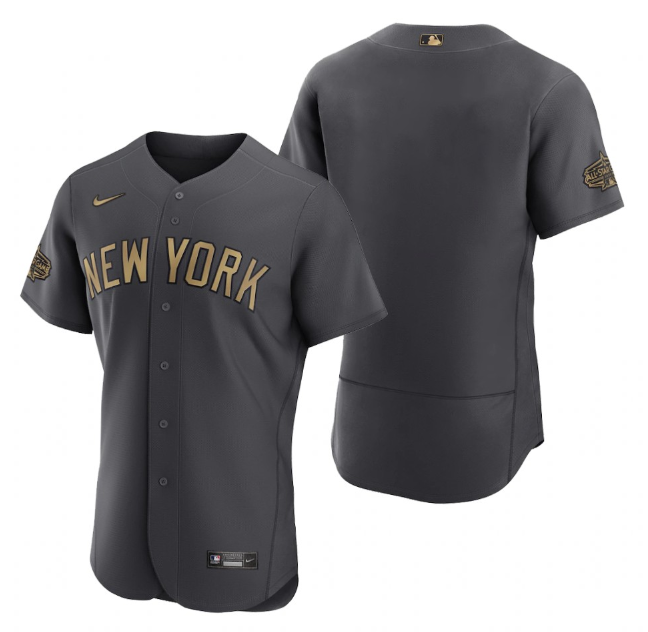 Personalized Men’s New York Yankees Blank 2022 All-Star Charcoal Flex Base Stitched Baseball Jersey