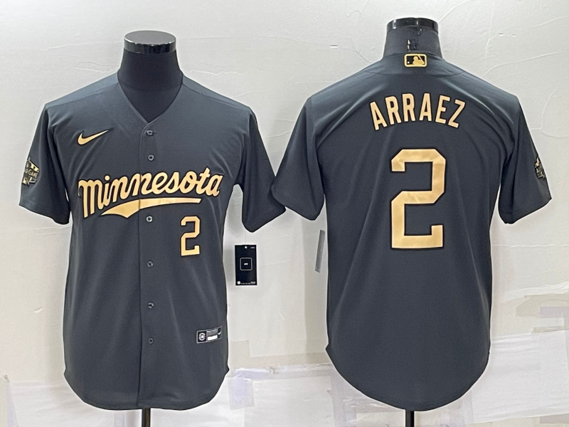 Personalized Men’s Minnesota Twins #2 Luis Arraez 2022 All-Star Charcoal Cool Base Stitched Baseball Jersey