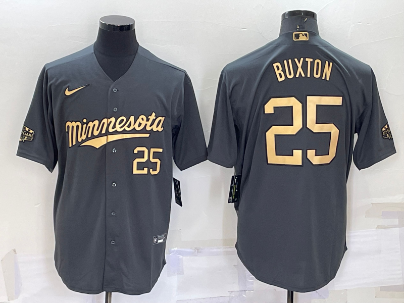 Personalized Men’s Minnesota Twins #25 Byron Buxton 2022 All-Star Charcoal Cool Base Stitched Baseball Jersey