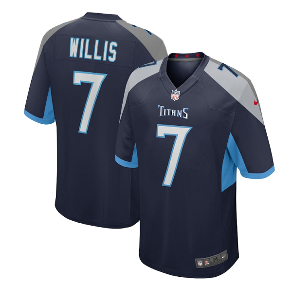 Personalized Men’s Tennessee Titans #7 Malik Willis Navy Stitched Game Jersey