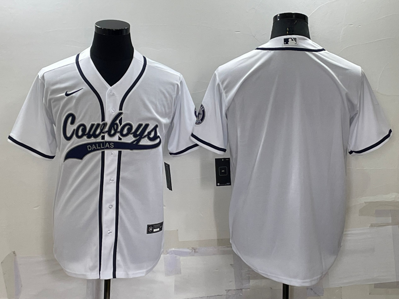 Personalized Men’s Dallas Cowboys Blank White Cool Base Stitched Baseball Jersey