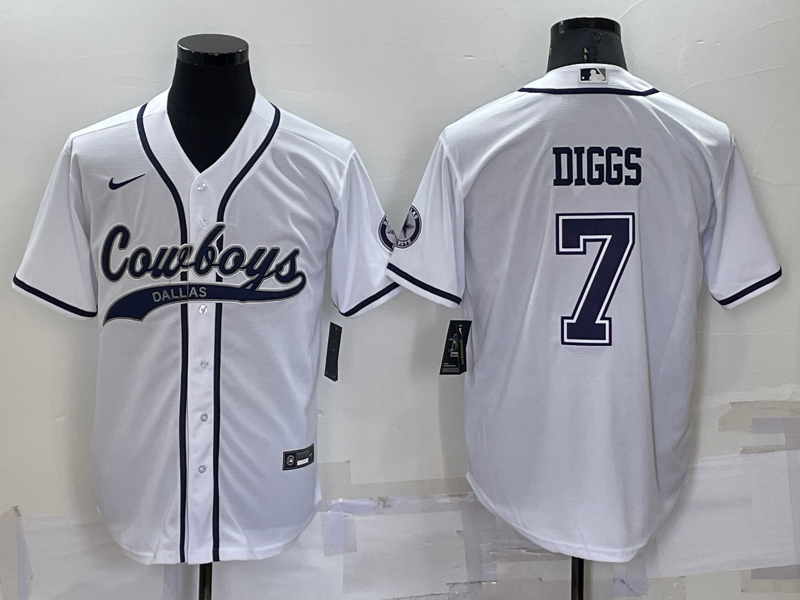 Personalized Men’s Dallas Cowboys #7 Trevon Diggs White Cool Base Stitched Baseball Jersey