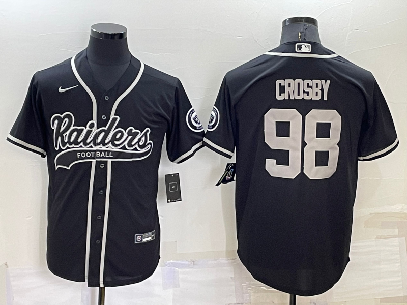 Personalized Men’s Las Vegas Raiders #98 Maxx Crosby Black Cool Base Stitched Baseball Jersey