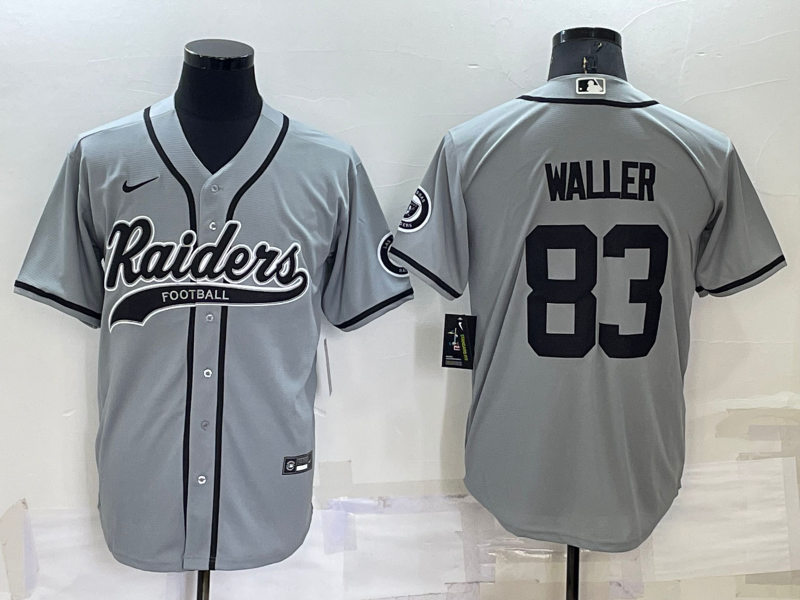 Personalized Men’s Las Vegas Raiders #83 Darren Waller Grey Cool Base Stitched Baseball Jersey