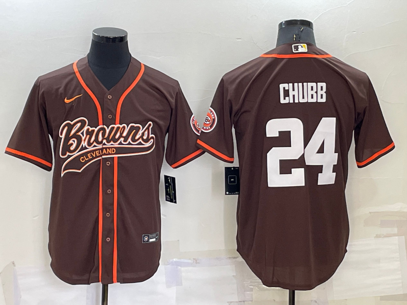 Personalized Men’s Cleveland Browns #24 Nick Chubb Brown Stitched Jersey