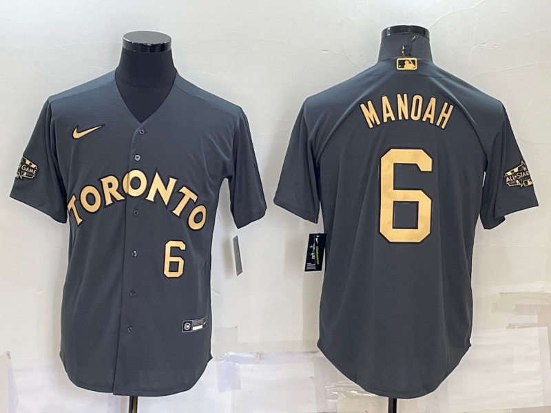 Personalized Men’s Toronto Blue Jays #6 Alek Manoah 2022 All-Star Charcoal Cool Base Stitched Baseball Jersey