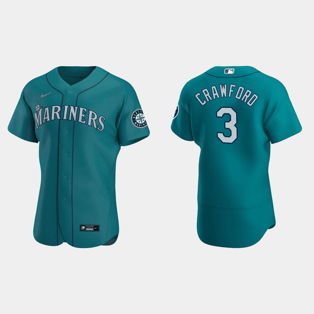 Personalized Men’s Seattle Mariners #3 J.P. Crawford Aqua Flex Base Stitched Jersey