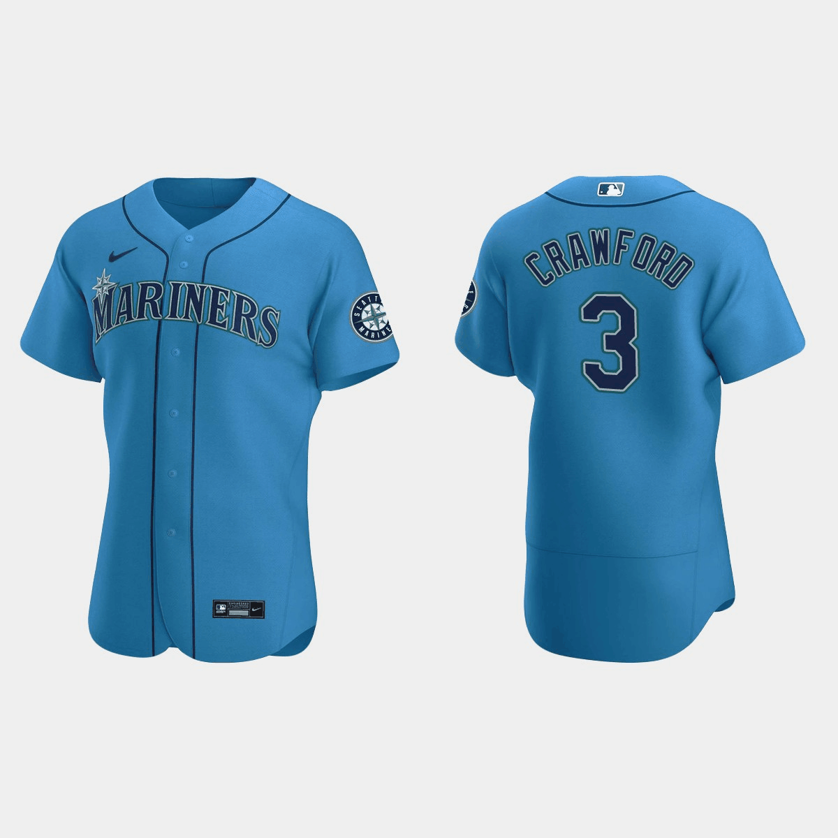 Personalized Men’s Seattle Mariners #3 J.P. Crawford Royal Flex Base Stitched Jersey