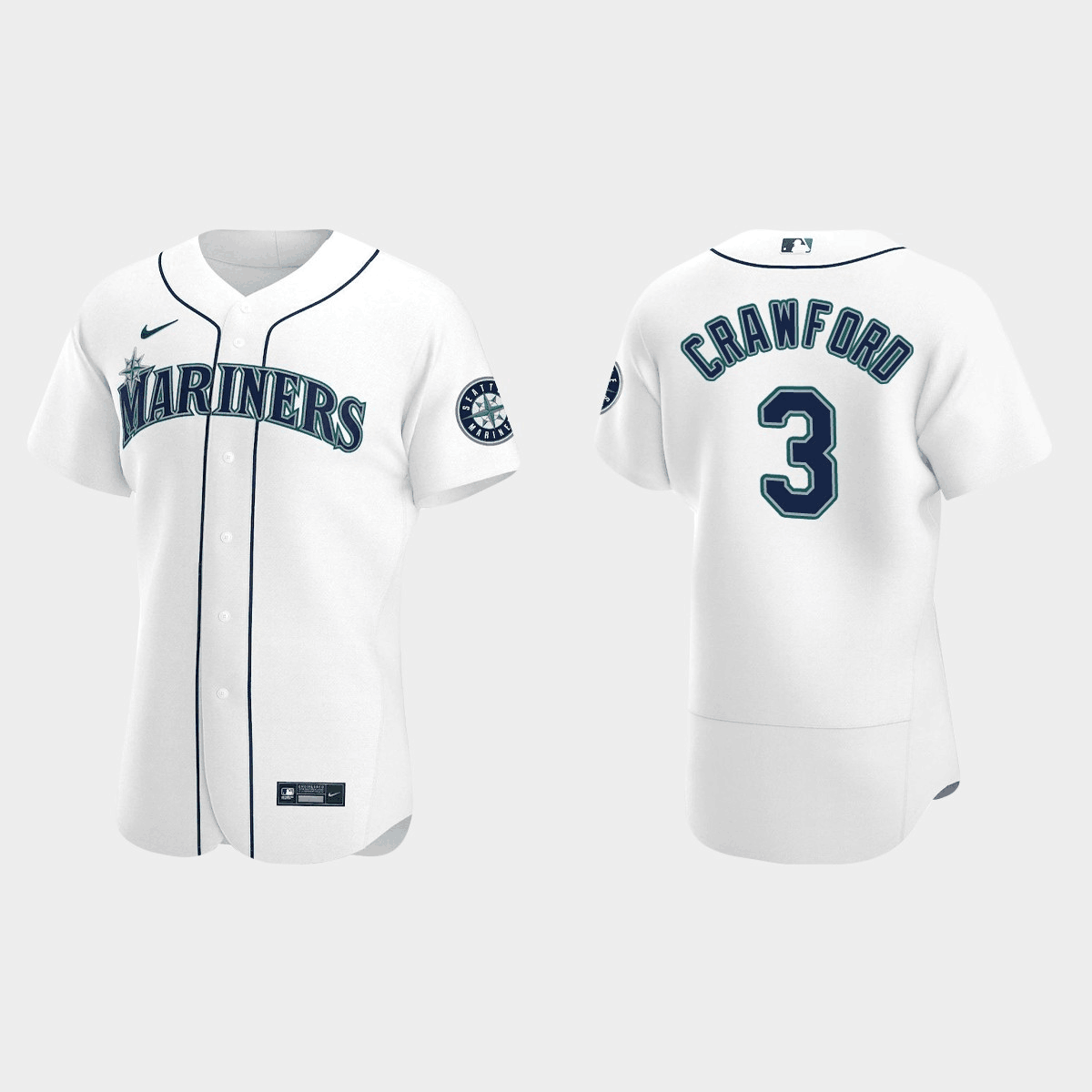 Personalized Men’s Seattle Mariners #3 J.P. Crawford White Flex Base Stitched Jersey