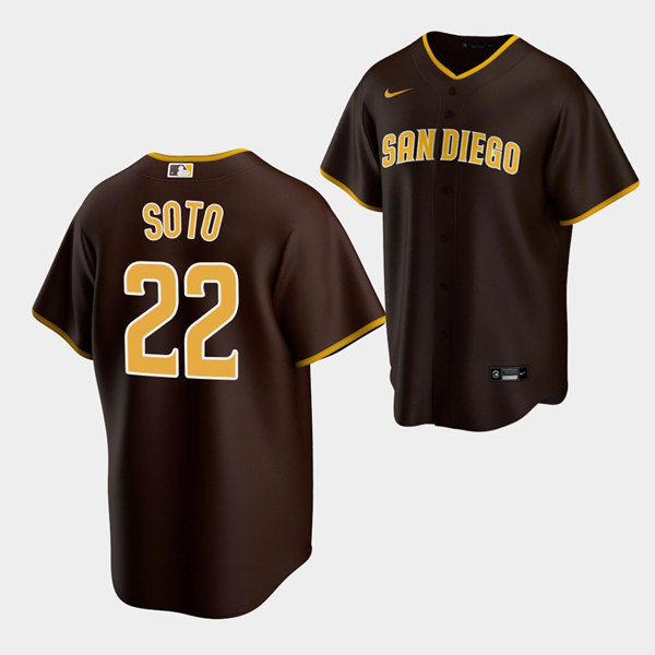 Personalized Men’s San Diego Padres #22 Juan Soto Brown Cool Base Stitched Baseball Jersey