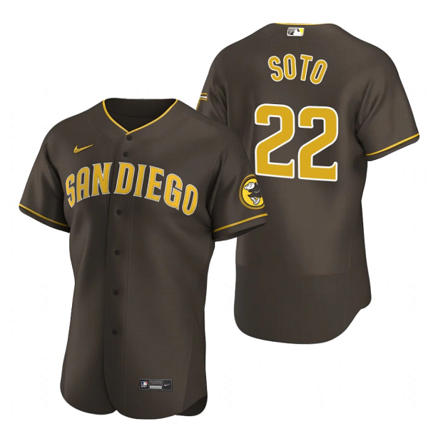 Personalized Men’s San Diego Padres #22 Juan Soto Brown Flex Base Stitched Baseball Jersey
