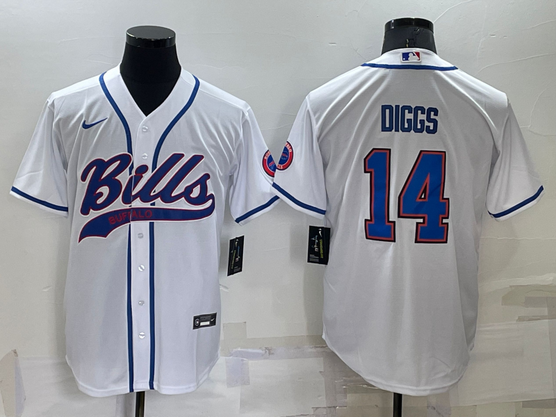Personalized Men’s Buffalo Bills #14 Stefon Diggs White Cool Base Stitched Baseball Jersey