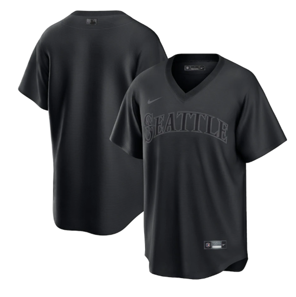 Personalized Men’s Seattle Mariners Blank Black Pitch Black Fashion Stitched Jersey