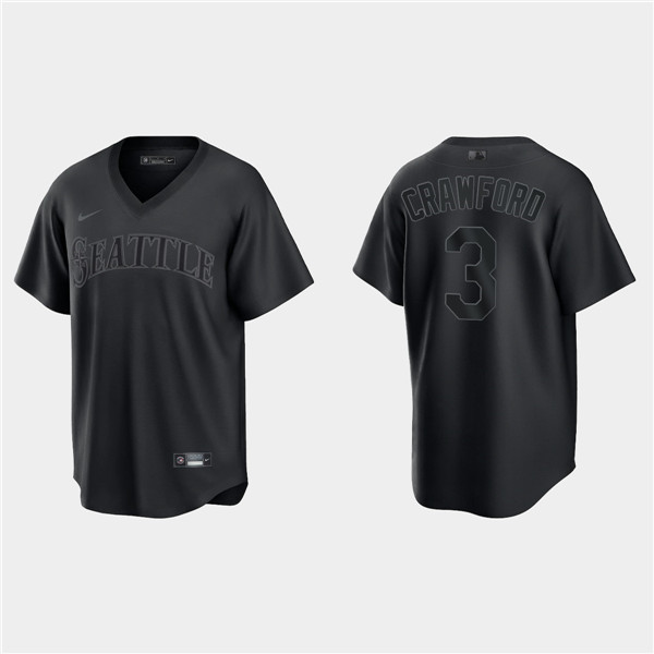 Personalized Men’s Seattle Mariners #3 J.P. Crawford Black Pitch Black Fashion Stitched Jersey