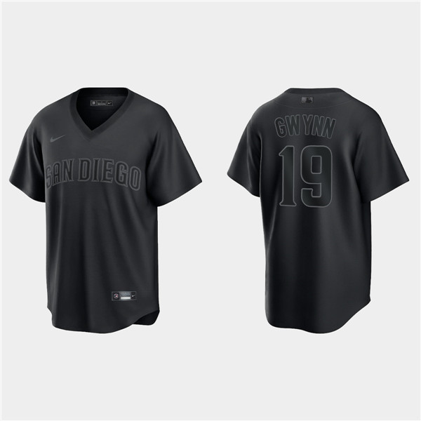 Personalized Men’s San Diego Padres #19 Tony Gwynn Black Pitch Black Fashion Stitched Jersey