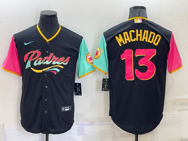Personalized Men’s San Diego Padres #13 Manny Machado 2022 Black City Connect Cool Base Stitched Jersey