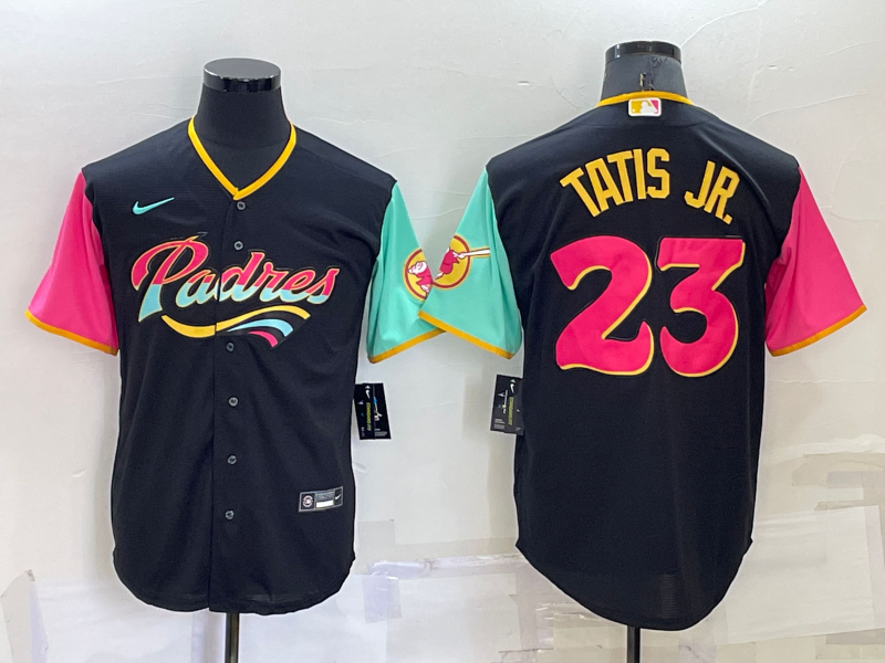 Personalized Men’s San Diego Padres #23 Fernando Tatis Jr. 2022 Black City Connect Cool Base Stitched Jersey